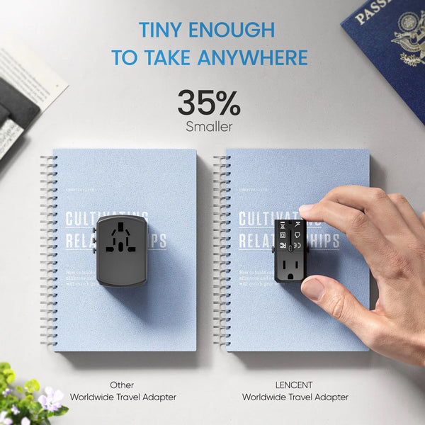 Lencent Global Power Hub | Universal Travel Adapter With 1 AC Outlet, 1 USB Ports, And 1 Type C Wall Charger | Worldwide Use - Travelupic