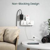 Lencent 4-in-1 UK To Universal Multi Plug Outlet Strip With 2 USB Ports | Power Plug Converter (White) - Travelupic