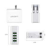Lencent 4-in-1 Universal 4-Port USB Wall Charger For International Travel And US, UK, EU, AUS Compatible | Fast Charging And Compact Design - Travelupic