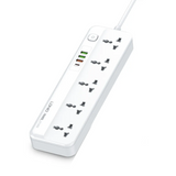 LDNIO Universal Multi Plug Extension Cord With 1 USB-C And 3 USB Ports | Power Plug Converter (White) - Travelupic