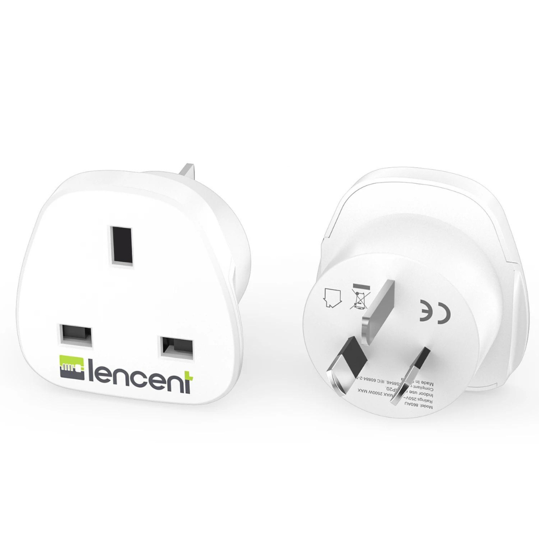 Lencent AU To UK Plug Adapter | Power Plug Converter (White) - Travelupic