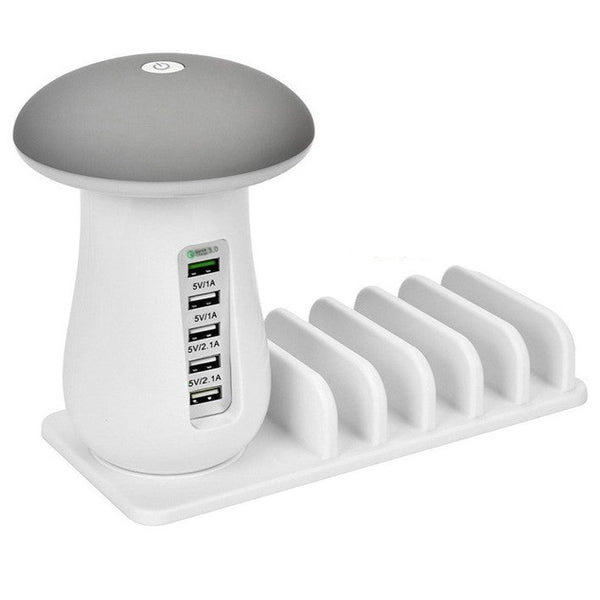 PlayaPlug 5-in-1 Multi-Function LED Mushroom Lamp Wireless Charger - Universal Power Adapters - Travelupic -