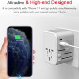 Travel Adapter | Universal Socket Outlet With 2 USB-C And 3 USB Port Hubs | Quick Charge - Travelupic -