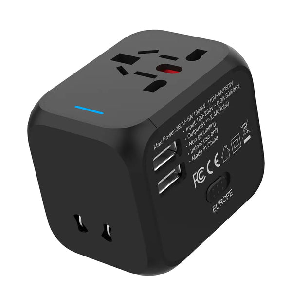 Travel Adapter | Universal Socket Outlet With 2 USB Port Hubs | Quick Charge - Travelupic -