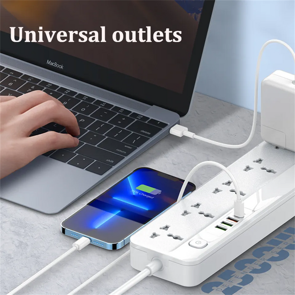 LDNIO Premium Extension Cord | PD+QC3.0 Fast Charging, 5 Outlets, 1 USB-C, 3 USB Ports | Worldwide Compatible - Travelupic