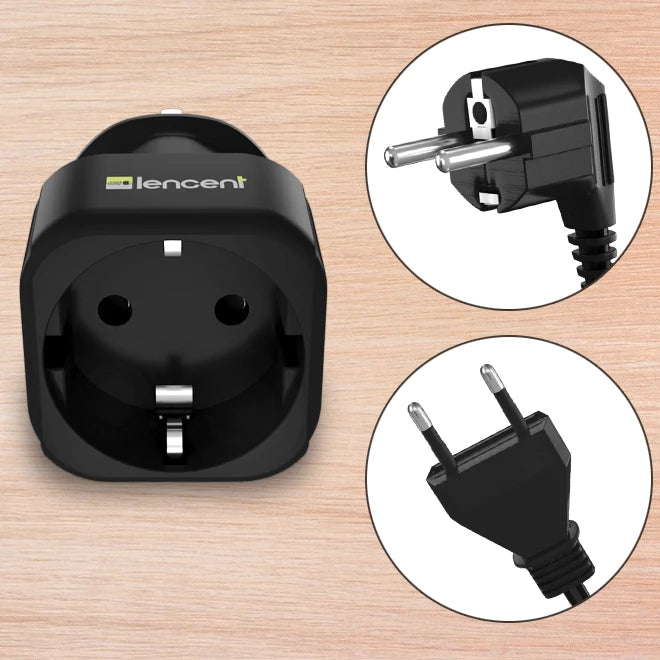Lencent UK To EU Plug Adapter | Power Plug Converter (Black) - Travelupic