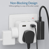 Lencent 5-in-1 UK Multi Plug With 2 USB Ports | Power Plug Converter (White) - Travelupic