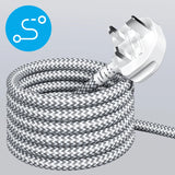 Lencent 9-in-1 UK 1.8M Braided Multi Plug Extension Cord With 1 USB-C And 2 USB Ports | Power Plug Converter (White) - Travelupic