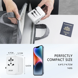 Lencent Universal Power Adapter With 1 USB-C And 3 USB Ports | Power Plug Converter (White) - Travelupic