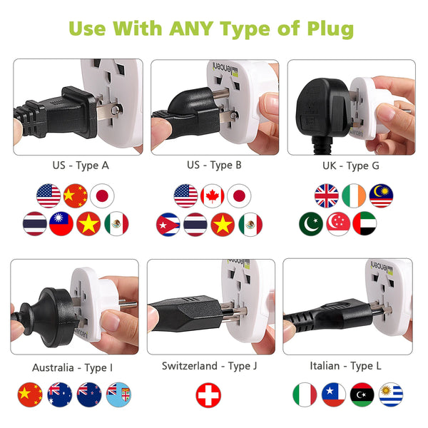 Lencent EU To Universal Plug Adapter | Power Plug Converter (White) - Travelupic