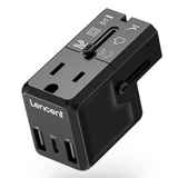 Lencent Universal Power Adapter With 1 USB-C And 2 USB Ports | Power Plug Converter (Black) - Travelupic