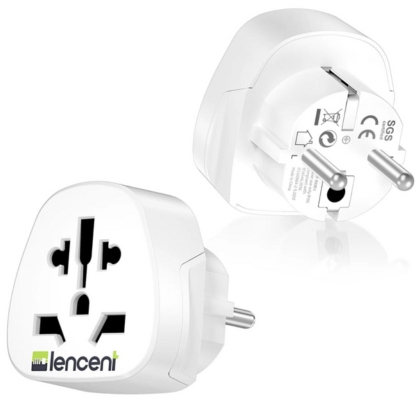Lencent EU To Universal Plug Adapter | Power Plug Converter (White) - Travelupic