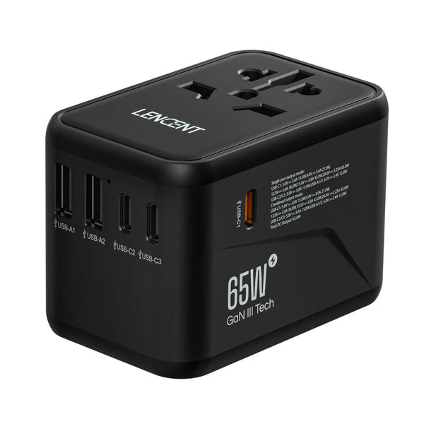 Travel Adapter | Universal Socket Outlet With 3 USB-C And 2 USB Port Hubs | Quick Charge - Travelupic -