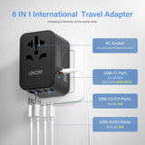 Travel Adapter | Universal Socket Outlet With 3 USB-C And 2 USB Port Hubs | Quick Charge - Travelupic -